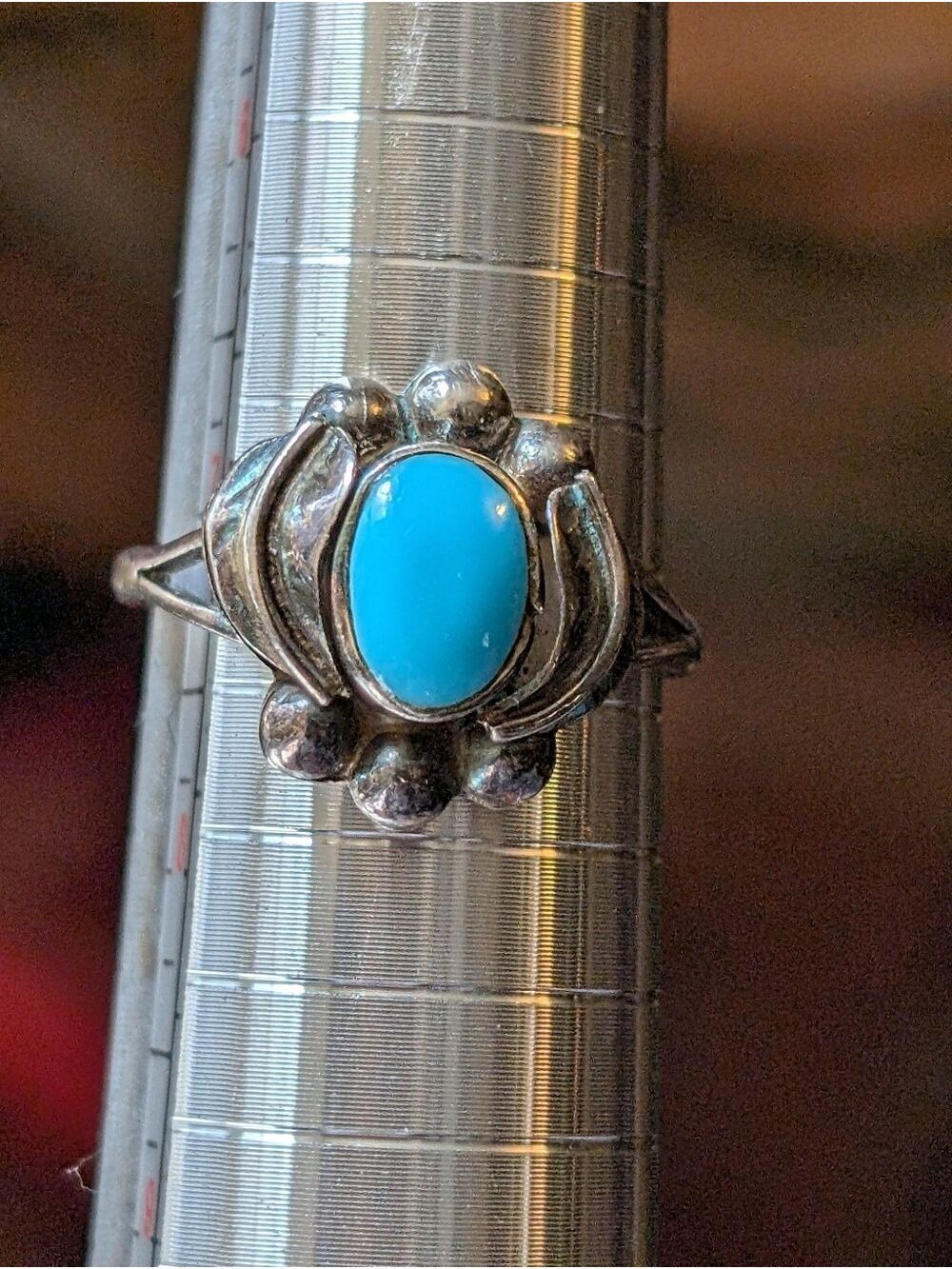 Mexican Sterling Silver 925 Blue Stone Cabochon Ring Artisan Handmade Vintage - Picture 1 of 15